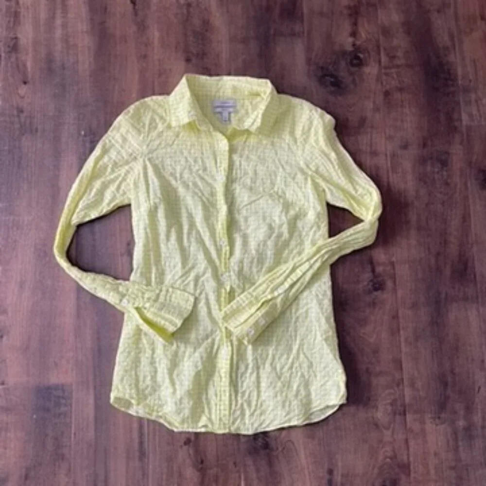 J.Crew 4T Yellow Gingham Button‎ Front Shirt Lightweight Cotton Top